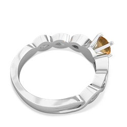 Citrine Infinity 5Mm Round Engagement 14K White Gold ring R26315RD