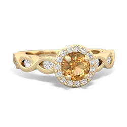 Citrine Infinity Halo Engagement 14K Yellow Gold ring R26315RH