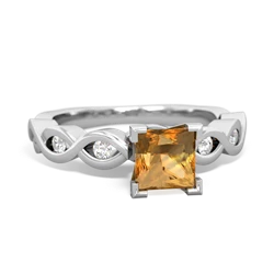 Citrine Infinity 5Mm Square Engagement 14K White Gold ring R26315SQ