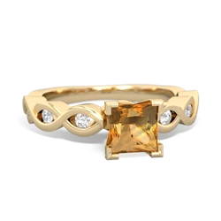 Citrine Infinity 5Mm Square Engagement 14K Yellow Gold ring R26315SQ