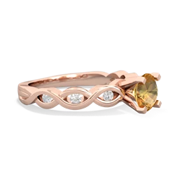 Citrine Infinity 6Mm Round Engagement 14K Rose Gold ring R26316RD