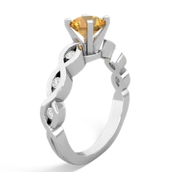 Citrine Infinity 6Mm Round Engagement 14K White Gold ring R26316RD