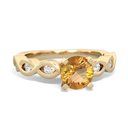 Citrine Infinity 6Mm Round Engagement 14K Yellow Gold ring R26316RD