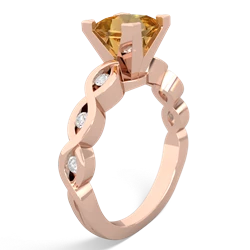 Citrine Infinity 6Mm Princess Engagement 14K Rose Gold ring R26316SQ
