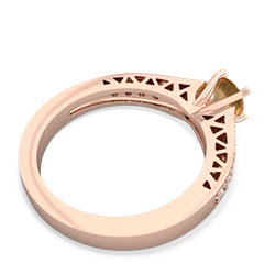 Citrine Art Deco Engagement 5Mm Round 14K Rose Gold ring R26355RD