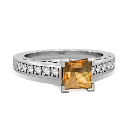 Citrine Art Deco Engagement 5Mm Square 14K White Gold ring R26355SQ