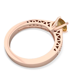 Citrine Art Deco Engagement 6Mm Round 14K Rose Gold ring R26356RD