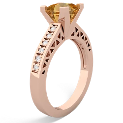 Citrine Art Deco Engagement 6Mm Princess 14K Rose Gold ring R26356SQ