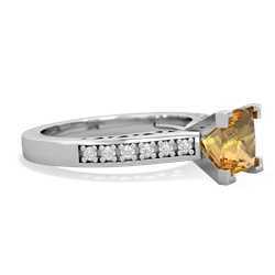 Citrine Art Deco Engagement 6Mm Princess 14K White Gold ring R26356SQ