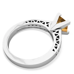 Citrine Art Deco Engagement 6Mm Princess 14K White Gold ring R26356SQ