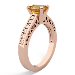 Citrine Art Deco Engagement 7X5mm Emerald-Cut 14K Rose Gold ring R26357EM