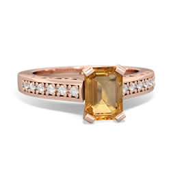 Citrine Art Deco Engagement 7X5mm Emerald-Cut 14K Rose Gold ring R26357EM