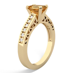 Citrine Art Deco Engagement 7X5mm Emerald-Cut 14K Yellow Gold ring R26357EM