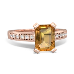 Citrine Art Deco Engagement 8X6mm Emerald-Cut 14K Rose Gold ring R26358EM