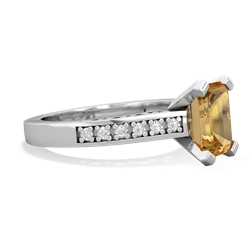 Citrine Art Deco Engagement 8X6mm Emerald-Cut 14K White Gold ring R26358EM