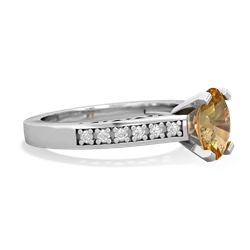 Citrine Art Deco Engagement 8X6mm Oval 14K White Gold ring R26358VL