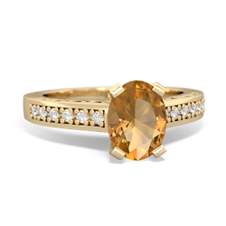 Citrine Art Deco Engagement 8X6mm Oval 14K Yellow Gold ring R26358VL