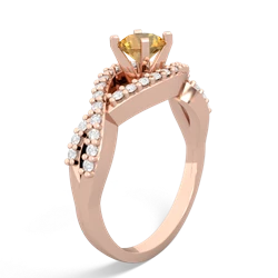 Citrine Diamond Twist 5Mm Round Engagment  14K Rose Gold ring R26405RD