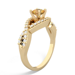 Citrine Diamond Twist 5Mm Round Engagment  14K Yellow Gold ring R26405RD