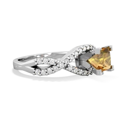 Citrine Diamond Twist 5Mm Square Engagment  14K White Gold ring R26405SQ