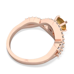 Citrine Diamond Twist 6Mm Round Engagment  14K Rose Gold ring R26406RD