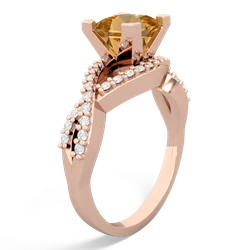Citrine Diamond Twist 6Mm Princess Engagment  14K Rose Gold ring R26406SQ