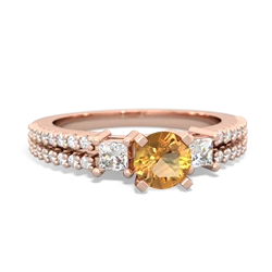 Citrine Classic 5Mm Round Engagement 14K Rose Gold ring R26435RD