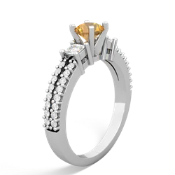 Citrine Classic 5Mm Round Engagement 14K White Gold ring R26435RD