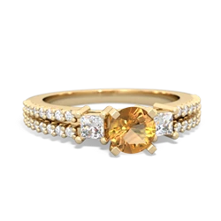 Citrine Classic 5Mm Round Engagement 14K Yellow Gold ring R26435RD