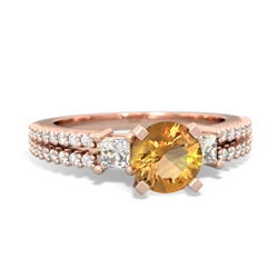 Citrine Classic 6Mm Round Engagement 14K Rose Gold ring R26436RD