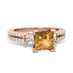 Citrine Classic 6Mm Princess Engagement 14K Rose Gold ring R26436SQ