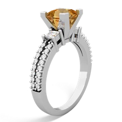 Citrine Classic 6Mm Princess Engagement 14K White Gold ring R26436SQ