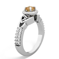 Citrine Celtic Knot Halo 14K White Gold ring R26445RH