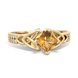 Citrine Celtic Knot 5Mm Square Engagement 14K Yellow Gold ring R26445SQ