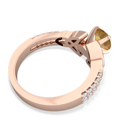 Citrine Celtic Knot 6Mm Round Engagement 14K Rose Gold ring R26446RD