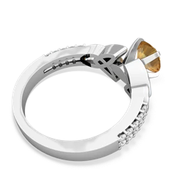 Citrine Celtic Knot 6Mm Round Engagement 14K White Gold ring R26446RD