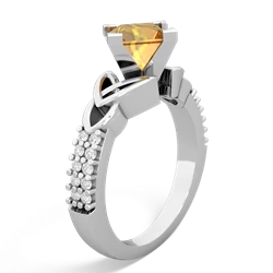 Citrine Celtic Knot 6Mm Princess Engagement 14K White Gold ring R26446SQ
