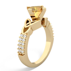 Citrine Celtic Knot 6Mm Princess Engagement 14K Yellow Gold ring R26446SQ
