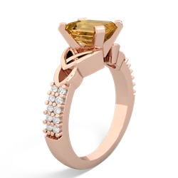Citrine Celtic Knot 8X6 Emerald-Cut Engagement 14K Rose Gold ring R26448EM