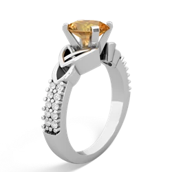 Citrine Celtic Knot 8X6 Oval Engagement 14K White Gold ring R26448VL