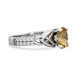 Citrine Celtic Knot 8X6 Oval Engagement 14K White Gold ring R26448VL