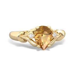 Citrine Precious Pear 14K Yellow Gold ring R0826