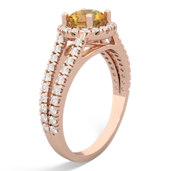 Citrine Pave Halo 14K Rose Gold ring R5490