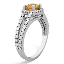 Citrine Pave Halo 14K White Gold ring R5490
