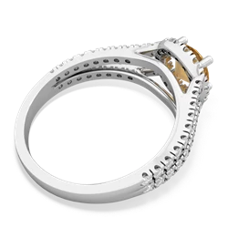 Citrine Pave Halo 14K White Gold ring R5490