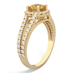 Citrine Pave Halo 14K Yellow Gold ring R5490