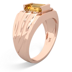 Citrine Men's 9X7mm Emerald-Cut 14K Rose Gold ring R1835