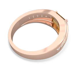 Citrine Men's Diamond Channel 14K Rose Gold ring R0500