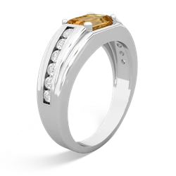 Citrine Men's Diamond Channel 14K White Gold ring R0500