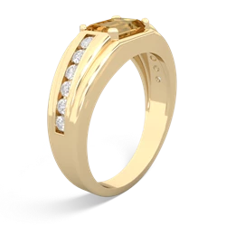 Citrine Men's Diamond Channel 14K Yellow Gold ring R0500